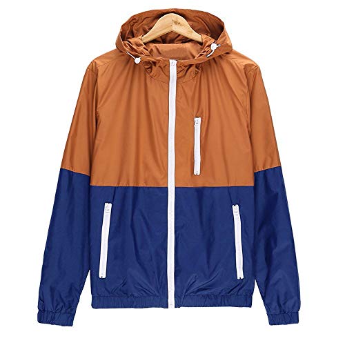 Lloopyting Sportswear Waterproof Hooded Rain Jacket for Men, Lightweight Packable Raincoat for Outdoor, Travel Coat Orange