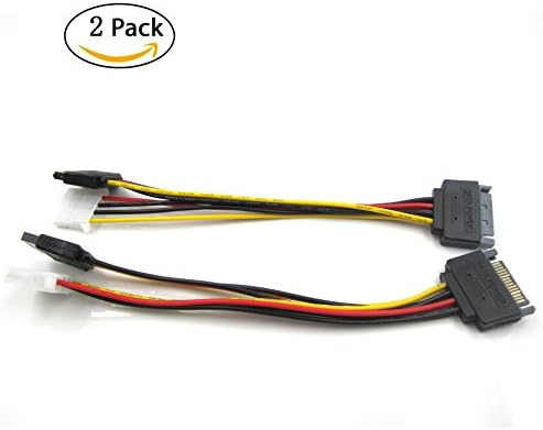 SATA 15Pin Male to Female + Molex IDE 4 Pin Female Power Extension Cable 8 inches