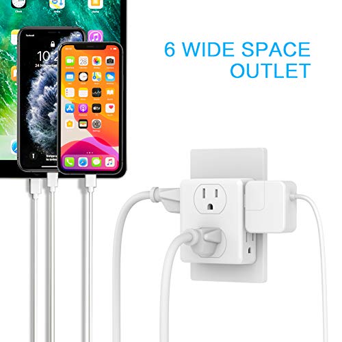 Outlet Extender, HICITY Multi Plug Outlet with 6 Electrical Outlets Adapter, 3-Prong Wall Outlet Tap for Cruise Ship… - Image 3