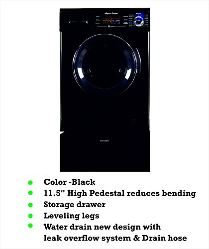 All In One Equator EZ 4400 CV Black Compact Combo Washer Dryer with Pedestal Storage Drawer - Thumbnail 2