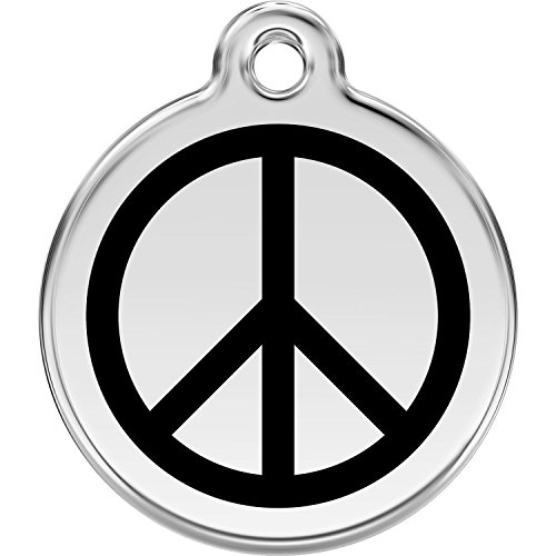Red Dingo Personalized Peace Pet ID Dog Tag (Small Black)