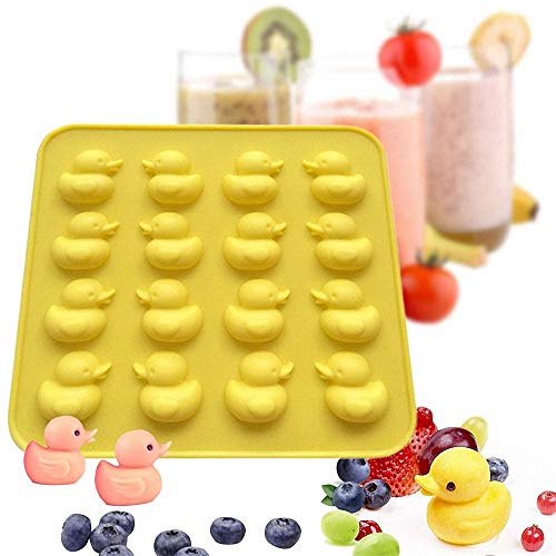 Newk Molde De Silicona De Chocolate De Pato, 4 Paquetes De 16 Cavidades Antiadherentes De Grado Alimenticio Para Cubitos De Hielo, Gelatina, Fondant, Caramelo Duro