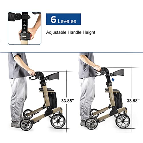 KOOSOM Rollators With Seats And 10" Large Wheels For Tall People