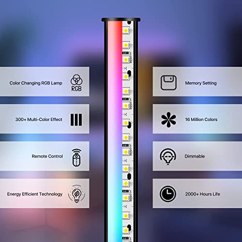 THY-HOM RGB Lamp, Corner Floor Lamp Mood Lighting, Standing LED Corner Color Lamp with Remote Control 56’’ Dimmable LED Light for Living Room, Bedroom, Gaming Room, Party