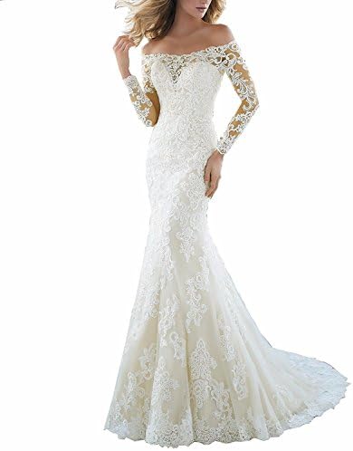 LL Bridal Women's Mermaid Lace Floral Bridal Gown Wedding Dresses for Bride 2018 LLAP193