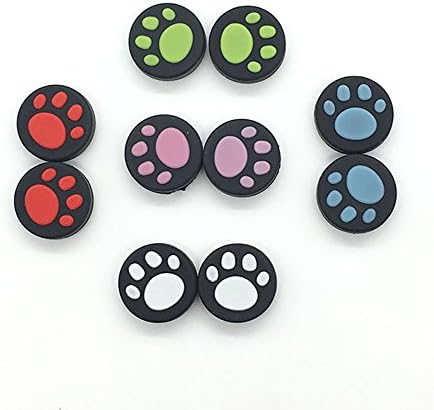 Gebaisi 10pcs Cat Paw Anti-Slip Silicone Thumb Stick Grip Cap for Nintendo Switch NX NS Joy-Con Game Controller