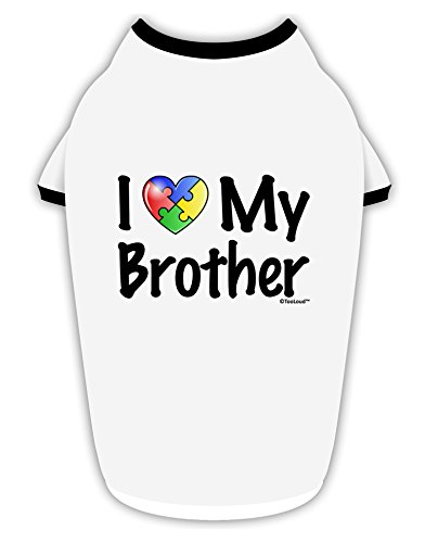 TooLoud I Heart My Brother - Autism Awareness Cotton Dog Shirt White with Black XL
