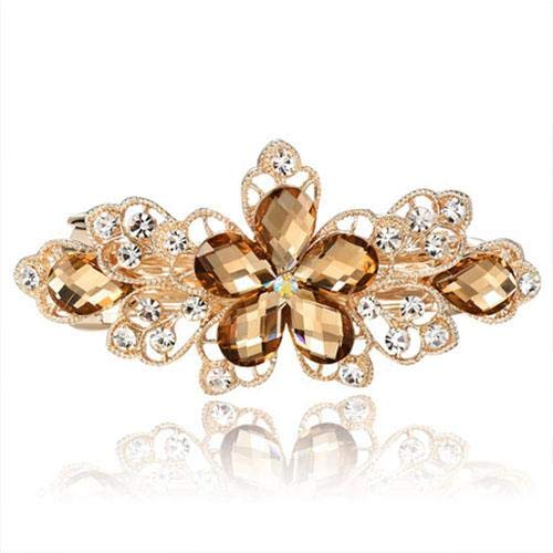 Handmade Champagne Golden Crystal Hair Clip Fascinator Wedding