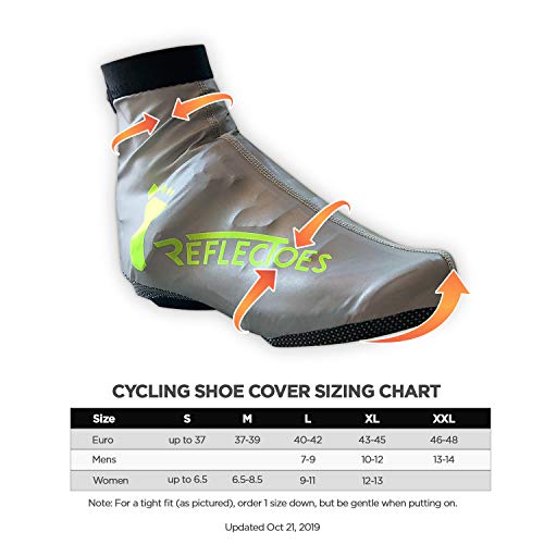ReflecToes Full Reflective Winter Cycling Shoe Covers for Cycling - Version 2 - Waterproof, Windproof Overshoes with 4-Way Stretch Material, Rear Zipper & BioMotion Technology - for Men & Women (XL)