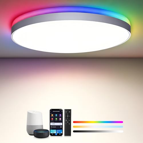 Led Deckenleuchte 36W 3600Lm Ø30Cm - Smarte Deckenlampe Rgbic &Amp; Cct 3000K-6500K, Dimmbar, Kompatibel Mit Alexa, App-Steuerung, Fernbedienung, Nachtlicht, Ideal Für Schlafzimmer, Wohnzimmer, Küche