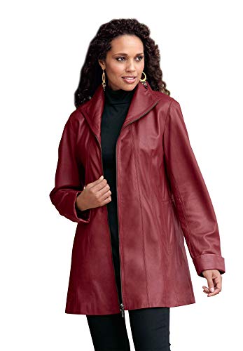 Roamans Women's Plus Size A-Line Leather Jacket - Image 8