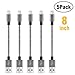 Short Lightning Cables [5Pack 8 Inch/20CM] COCOFU Nylon Braided Lightning to USB Cable Sturdy Fast Charging Cord for iPhone7, iPhone6, iPad, iPod and iPad 4th Gen other Apple devices - Black+Gray
