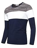 KAIUSI Men's Contrast Color Crew Neck Long Sleeve Casual T-Shirt Top