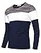 KAIUSI Men's Contrast Color Crew Neck Long Sleeve Casual T-Shirt Top