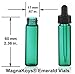 MagnaKoys 2 Dram 1/4 oz Emerald Glass Vials w/ Straight Black Bulb Eye Glass Droppers for Essential Oils & Liquids (pack of 2)