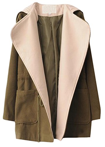 Zago Women's Winter Lapel Casual Long-sleeved Wool Coat 1 S