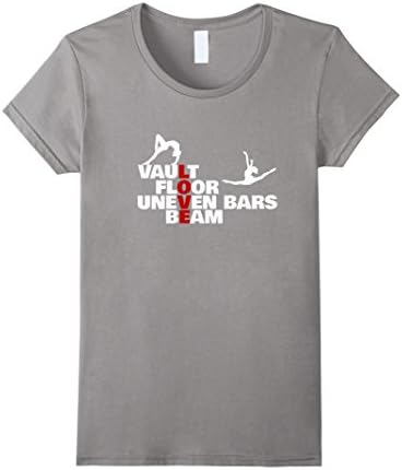 Women's Gymnastics Vault Floor Uneven Bars Beam Love Funny T Shirt Small Slate