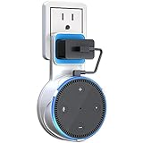 Bovon Outlet Wall Mount Hanger Holder Stand for Dot 2nd Generation, Best Space-Saving Dot Accessories for Your Smart Home Speaker Without Mess Wires or Screws (Short Charging Cable Included) (White)