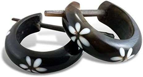 Horn Tribal Earrings Basic Flower Hoops Fake Guages