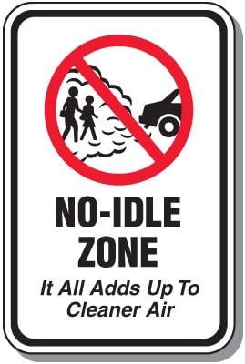 High-Intensity Reflective Aluminum No-Idle Zone Sign - 18"h x 12"w, White