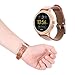 Full Grain Leather Watch Band for Fossil Q Ventrue,18MM Genuine Leather Band with Quick Released Pins for Q Venture and MK Sofie/Access Runway Smartwatch-Brown