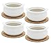 Ecodesign Bowls - Set of 4 - Premium French Onion Soup Bowls - Off-White - 300 ml (10.5 Ounce) with the Cork Coasters – Porcelain Classic European Style Healthy Portion Crocks – Oven/Microwave safe