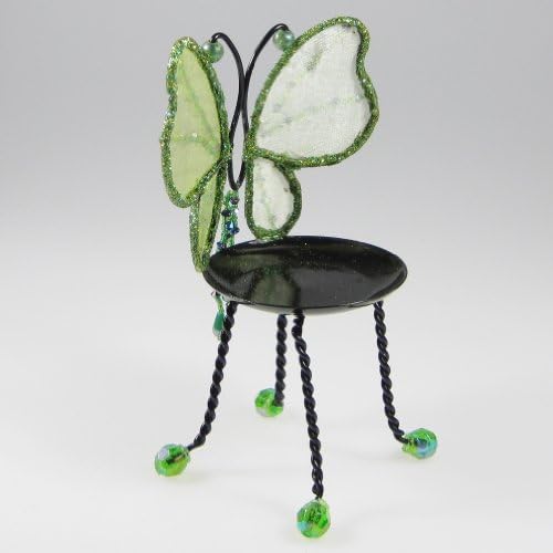 Butterfly Candleholder Tea Light Beaded Green Chair