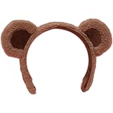 lasenersm 1 Piece Faux Fur Bear Ears Headband Plush Animal Ears Bear Ears Anime Cosplay Headband for Anime Cosplay Party Costume Halloween Party, Brown