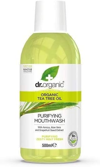 Dr Organic Tea Tree Mouthwash, Alcohol Free, Fluoride Free, Refreshing, Natural, Vegan, Cruelty-Free, Paraben & SLS-Free