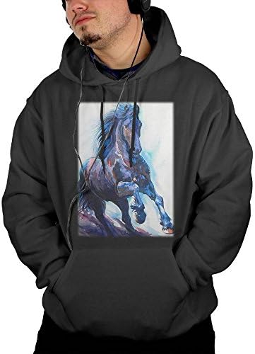 Wenglijuan Galloping Horses Watercolor Art Mens Hip Hop Basic Lightweight Pullover Hoodie Jacket Hooded Swearshirt
