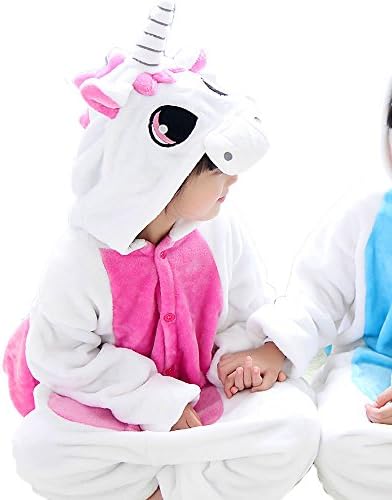 Unisex Child Kids Onesie Kigurumi Pajamas Halloween Costume Animal (XX-Large, Pink unicorn)