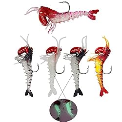 5 PCS 5 Colors Soft Shrimp Worms Lures Baits Rigged