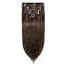 10 inch 70g Clip in Remy Human Hair Extensions Full Head 8 Pieces Set Short length Straight Very Soft Style Real Silky for Beauty #4 Medium Brown