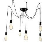 Lemonbest 6 Head E27 Vintage DIY Ceiling Chandelier Light Fixtures Antique Adjustable Flush Mount Pendant Light Lamp