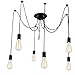 LemonBest 6 Head E27 Vintage DIY Ceiling Chandelier Light Fixtures Antique Adjustable Flush Mount Pendant Light Lamp