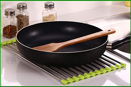 Rollable Dish Drying Rack, Holoras 2Pcs Foldable Stainless Steel Over the Sink Dryer Multipurpose Kitchen Drainer Drying Mat for Fruits Vegetables