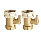 BriSunshine 2X Solid Brass Water Hose Shut-Off Valve Heavy Duty Garden Hose Connectors for Water Hose Nozzle