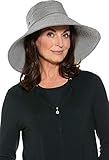 Coolibar UPF 50+ Women's Beach Hat - Sun Protective (One Size - Black/White Ticking)