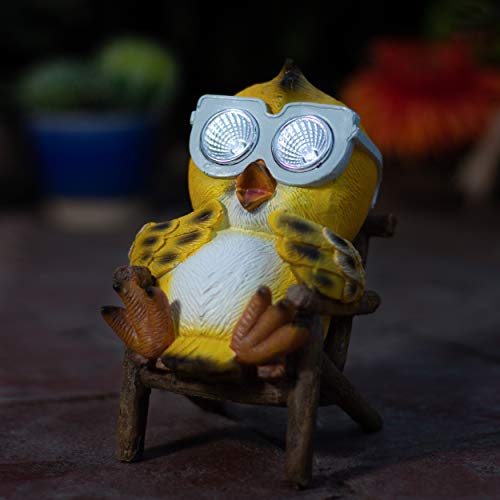 Owl Solar Garden Decorations Figurine | Outdoor LED Decor Figure | Light Up Decorative Statue Accents for Yard, Patio, Lawn, or Deck | Weather Resistant | Great Housewarming Gift Idea (Yellow, 2 Pack) - Thumbnail 2