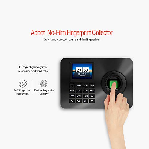 Aibecy ZK-TA10 Time Attendance Fingerprint Recognition Password System Attendance Machine 2.4inch Display Employee Checking-in Recorder US Plug - Thumbnail 5