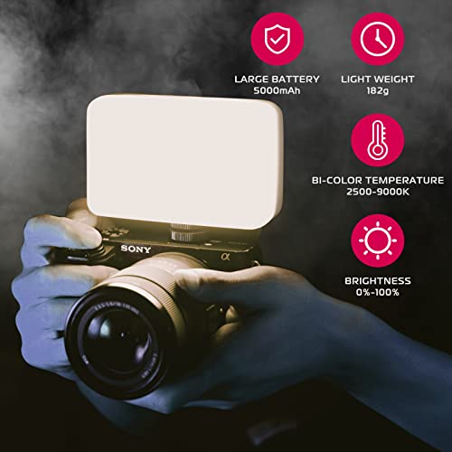 ULANZI VL200 Bi-Color LED Video Light, On-Camera Video Light, Type-C Rechargeable 5000mAh Mini Camera Light, 2500-9000K Ultra Bright Photo and Video Lighting, Fill Light, Potable Photography Lighting