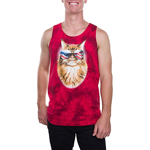 Feline Freedom Kitty Cat in Sunglasses Mens Graphic Tank Top (Extra Large 46/48)