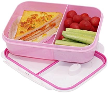 Leakproof Bento Lunch box, 2 Compartment Lunch Containers for Kids-Back to School and Women,Airtight Lunch Box Storage Containers,Microwave Safe-Pink