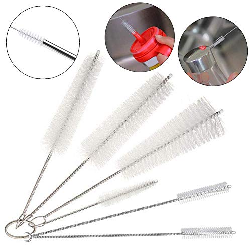 Cleaning Brush Set, Bottle Brush Cleaner, Tube Brushes, Water Bottle Cleaning Brush, Kitchen Wire Scrub Set for Nozzle Clean, Drinking Straw, Wine Bottle, Cup, Pipes, Keyboard, Set of 6 - Thumbnail 7