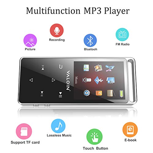 Valoin MP3 Player with Bluetooth,Built-in 8GB Memory Audio Player for Wired or Wireless Earphones, Headphones, Speakers - Thumbnail 5