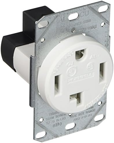 Bryant ElectricRR430FW Range and Dryer Flush Receptacle, 30 Amp, 125/250 Volt, NEMA 14-30R, 3-Pole, 4-Wire, White