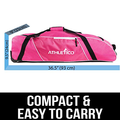 Athletico Rolling Baseball Bag Wheeled Baseball Bat Bag for Baseball