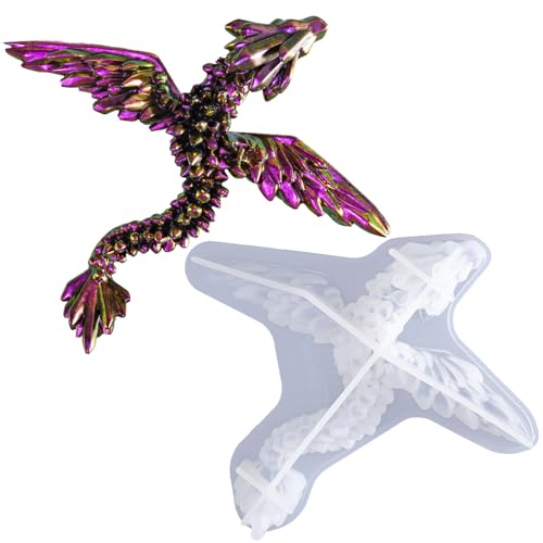 LET'S RESIN Gemstone Resin Molds - Crystal Winged Dragon Silicone Molds for 3D Flying Dragon Toys, Home Decor & Gifts