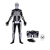 Comtervi Fortnite Skull Trooper Costume Halloween Kids Zentai Bodysuit Cosplay Best Gift for Child Dress up (M)