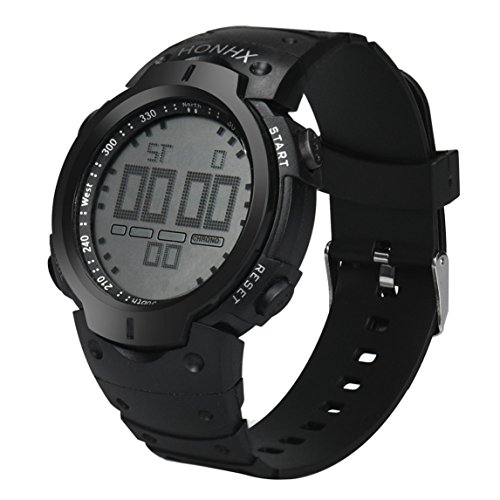 Fashion Waterproof Men's Boy LCD Digital Stopwatch Date Rubber Sport Wrist Watch (Black) - Thumbnail 6